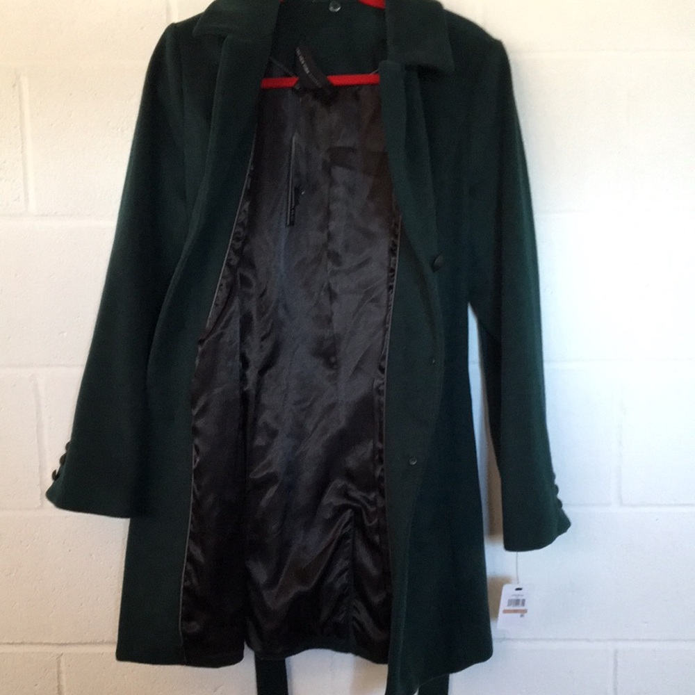 Andrew Marc Green coat removable fur collar green size 12